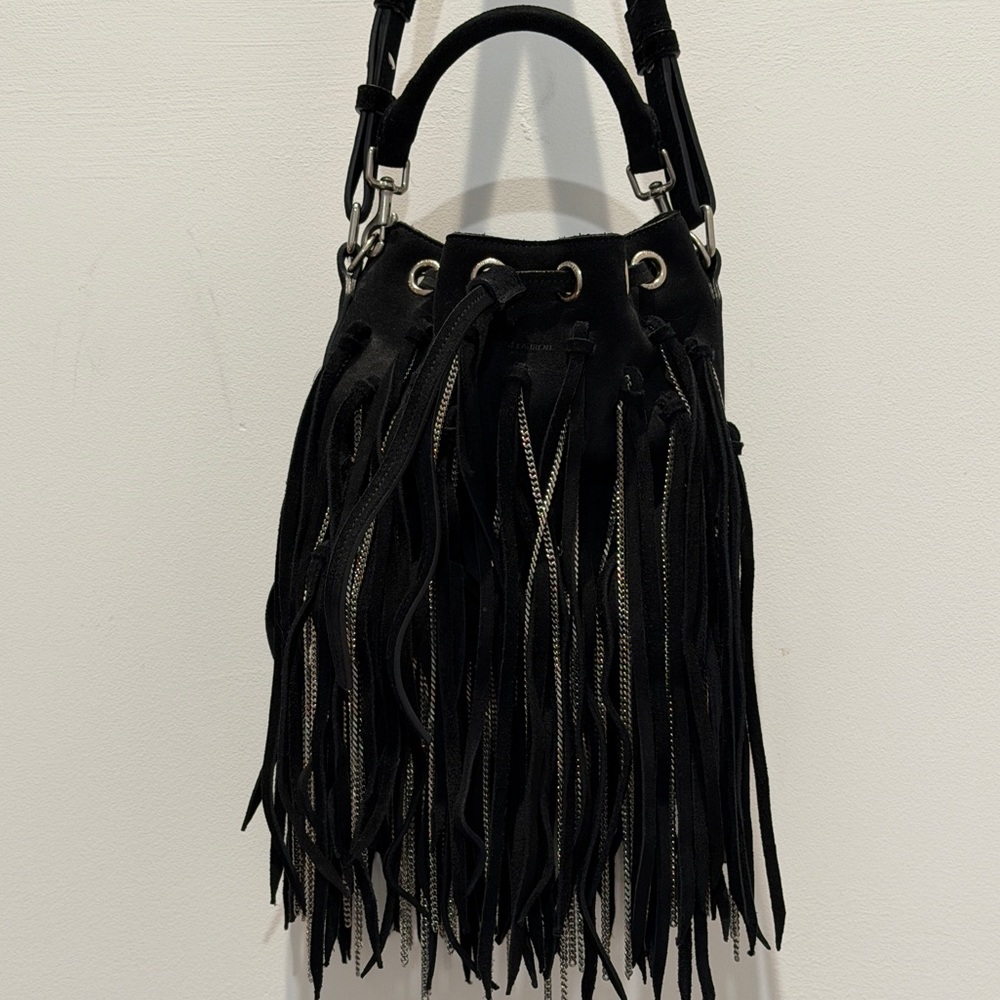 Saint Laurent suede fringe bag, never used.